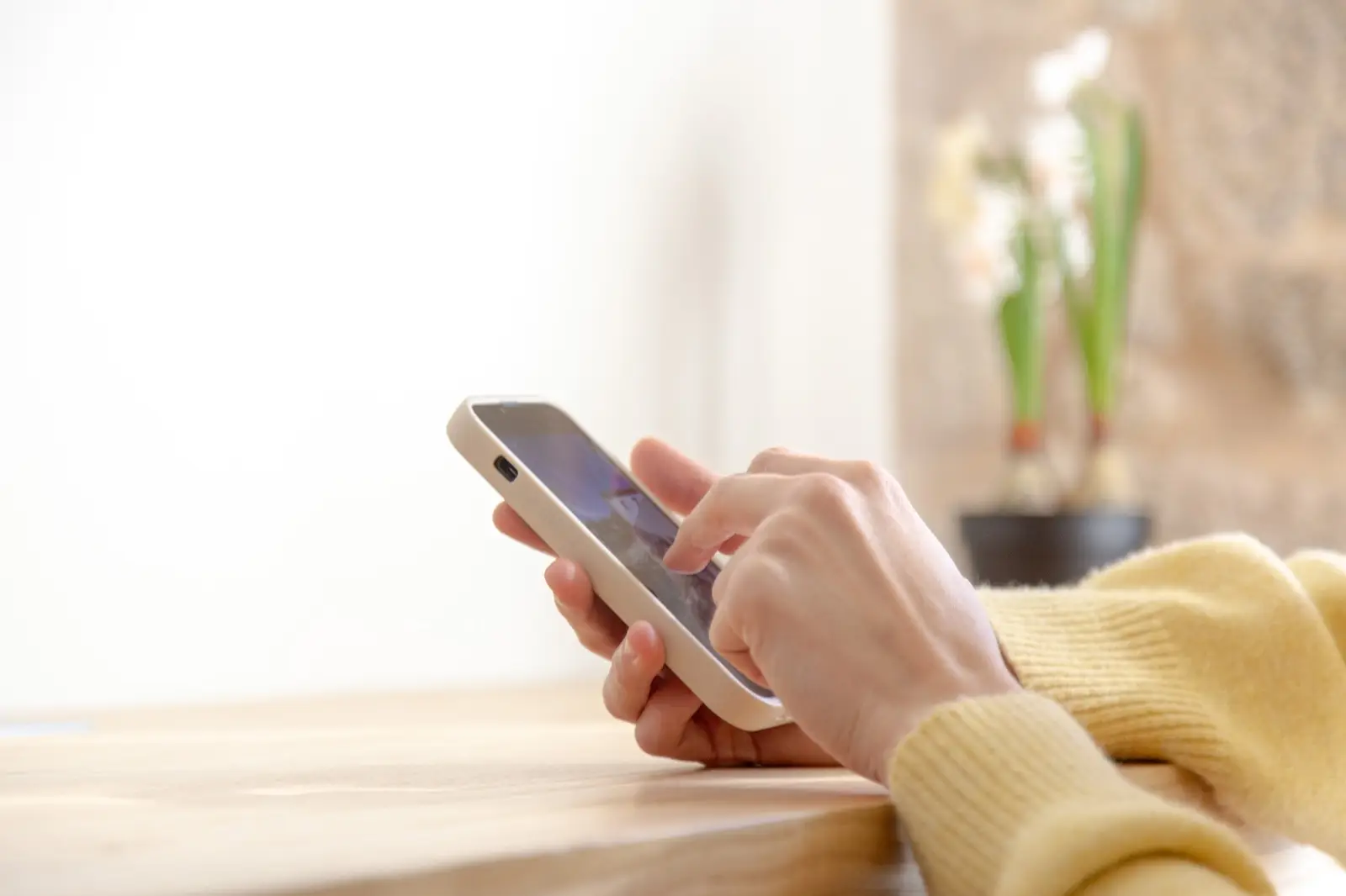 Persona utilizando su celular para realizar una reserva del alojamiento ofrecido por Siavo